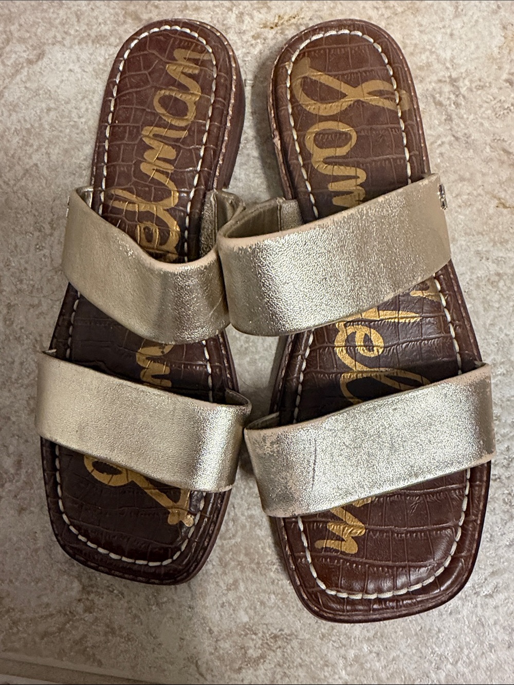 Sam Edelman Double Gold Band Sandals Sz 8